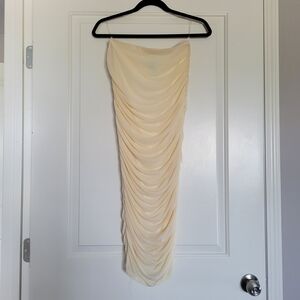 Windsor Cream Ruched Body Hugging Skirt